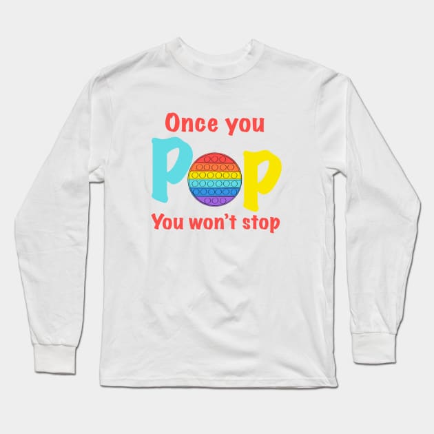 Pop it fidget toy party, popit fidget popping kids Long Sleeve T-Shirt by FreckledBliss